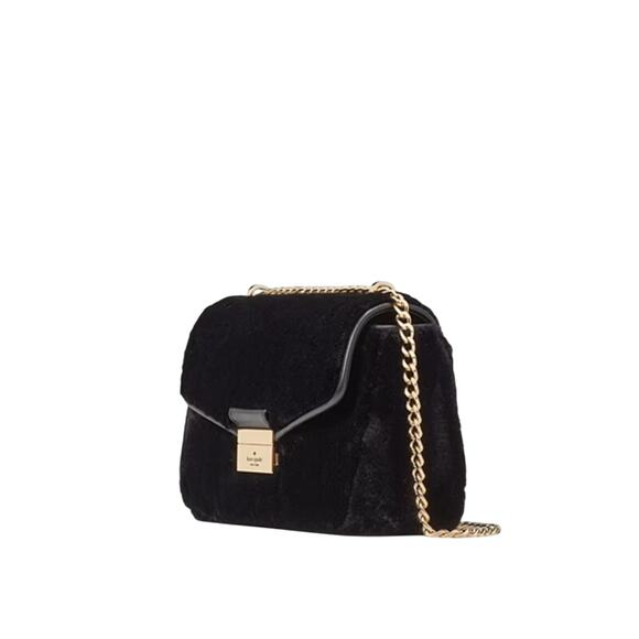 Kate Spade New York Carey Faux Fur Small Flap Shoulder Bag Black KE392 NWT - Picture 4 of 5